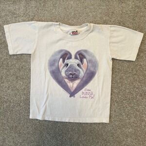 Some Bunny Loves You purple bunny graphic tee humanitees youth XS
